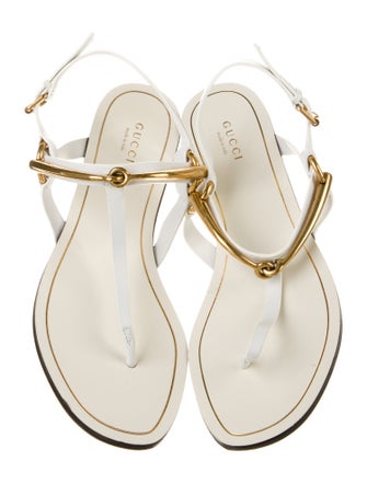 Gucci Horsebit Accent Leather T-Strap Sandals