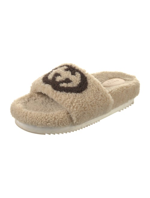 Gucci Interlocking G Logo Shearling Slides