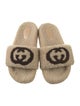Gucci Interlocking G Logo Shearling Slides