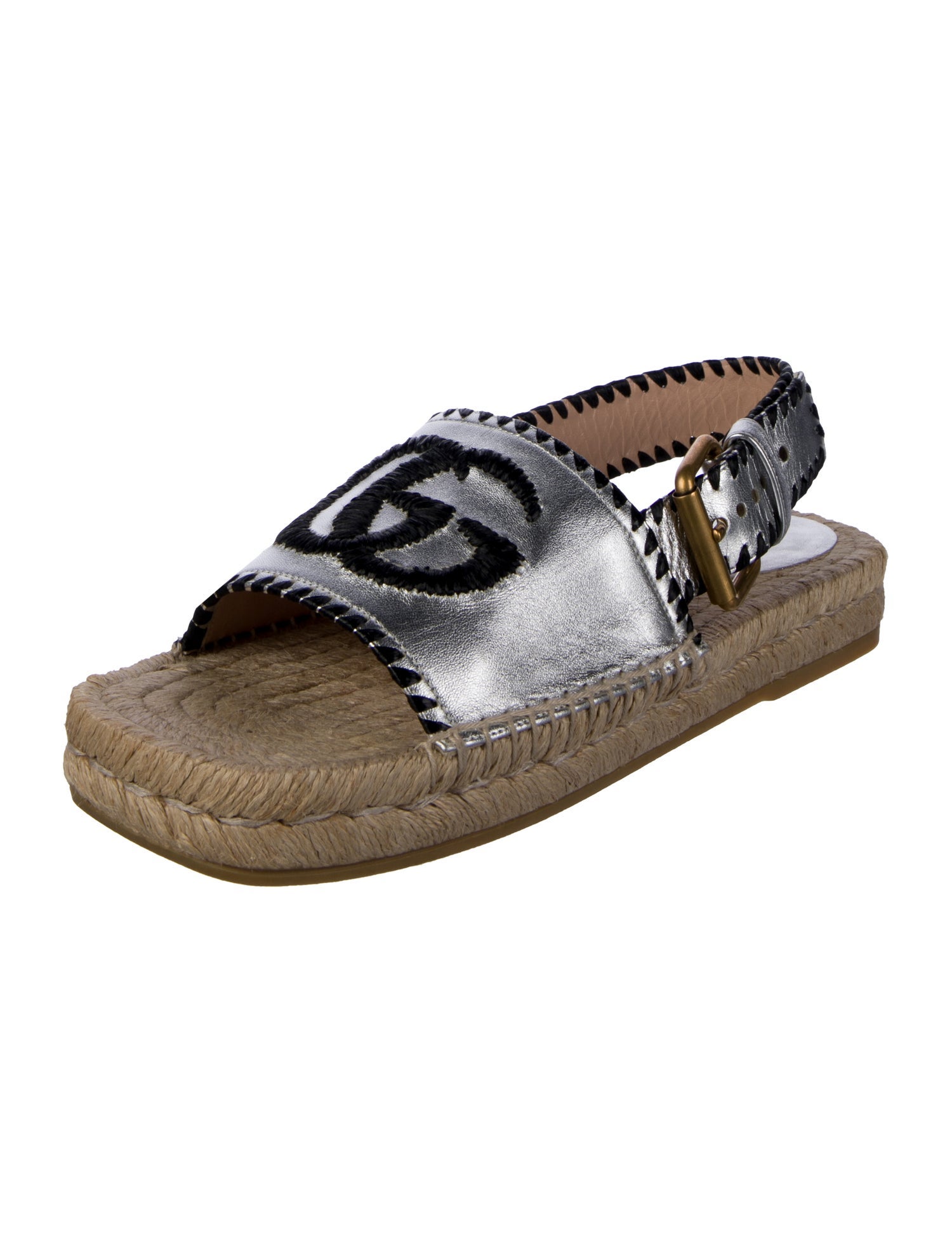 Gucci Double G Logo Leather Espadrilles