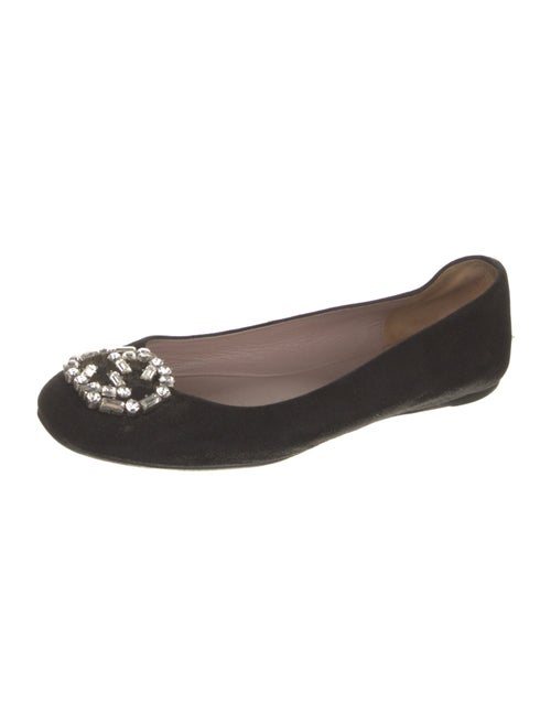 Gucci Suede Crystal Embellishments Flats