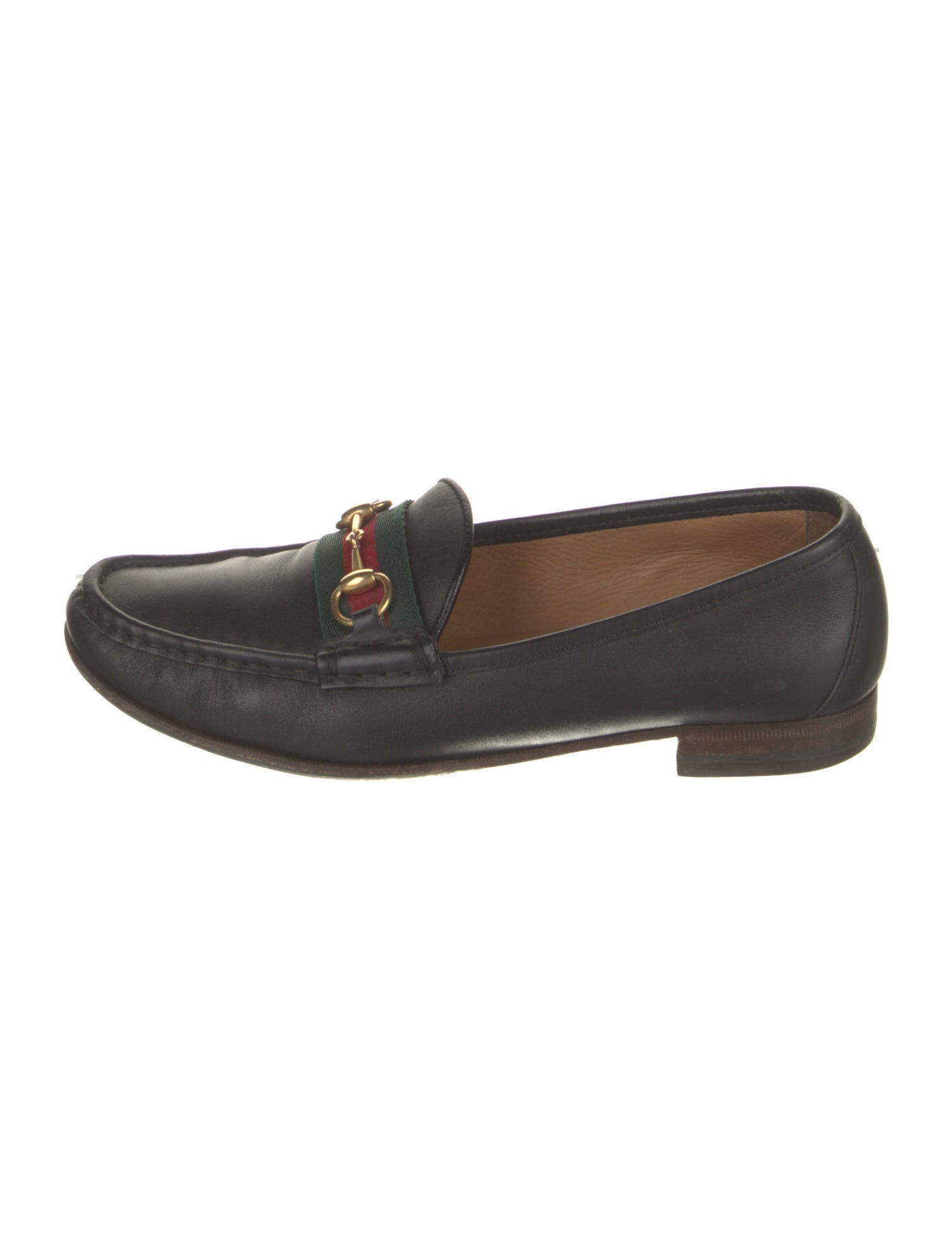Gucci Web Accent Leather Loafers