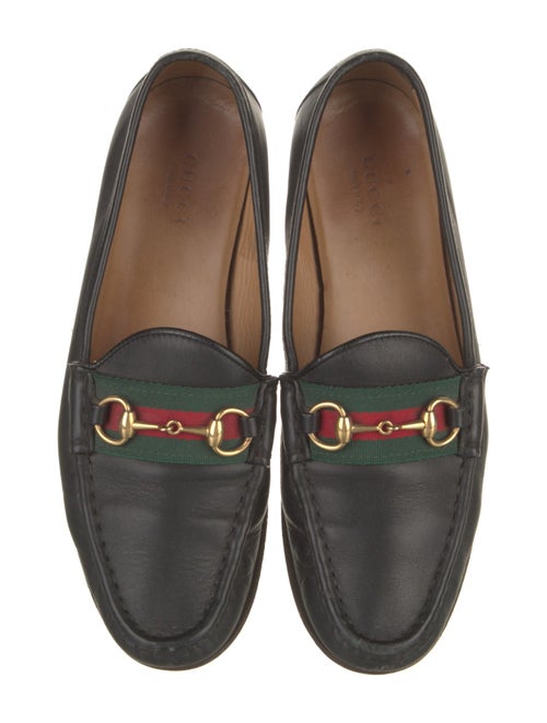 Gucci Web Accent Leather Loafers