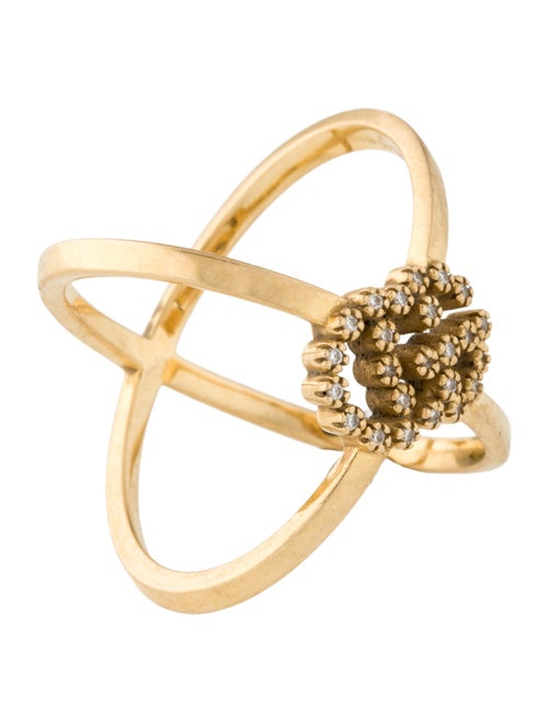 Gucci 18K Diamond Running GG Crossover X Ring
