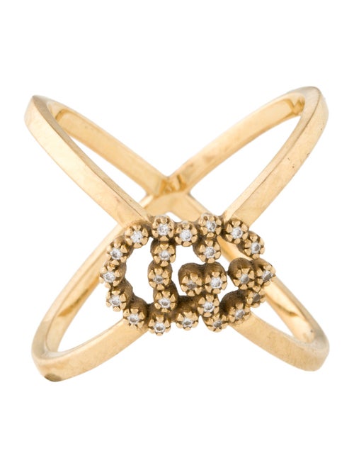 Gucci 18K Diamond Running GG Crossover X Ring