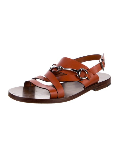 Gucci Horsebit Accent Leather Slingback Sandals
