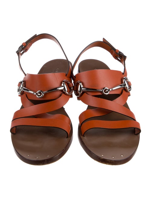 Gucci Horsebit Accent Leather Slingback Sandals