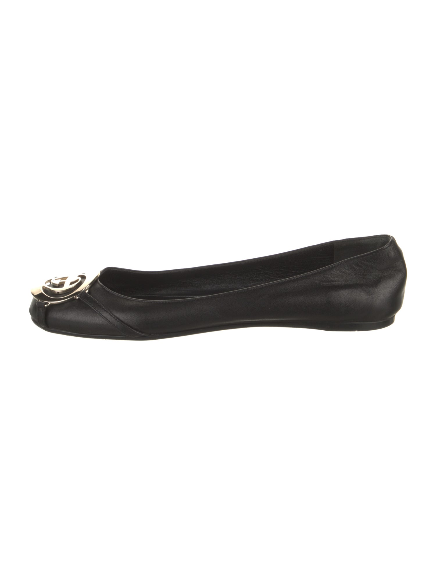 Gucci Interlocking G Logo Leather Ballet Flats