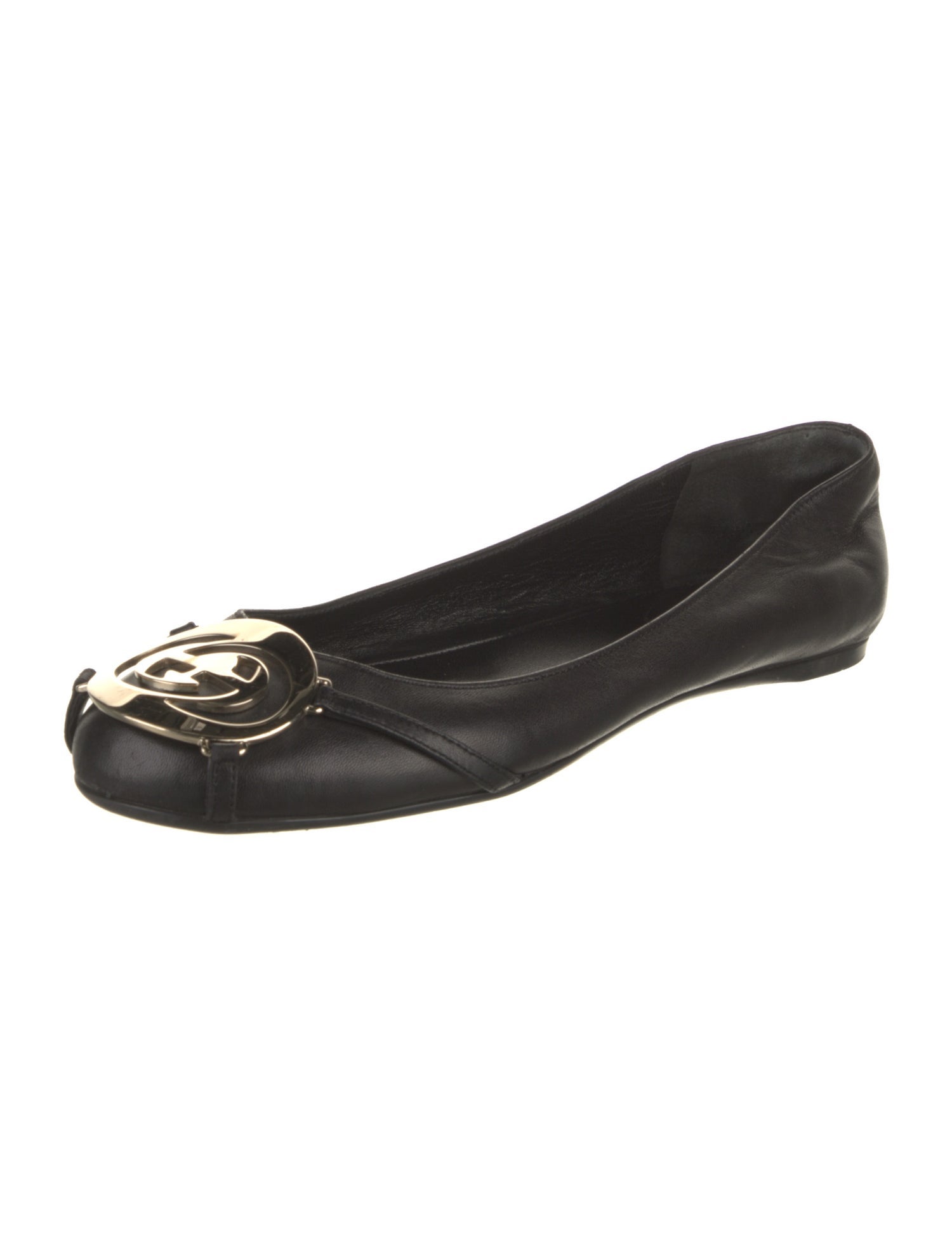 Gucci Interlocking G Logo Leather Ballet Flats