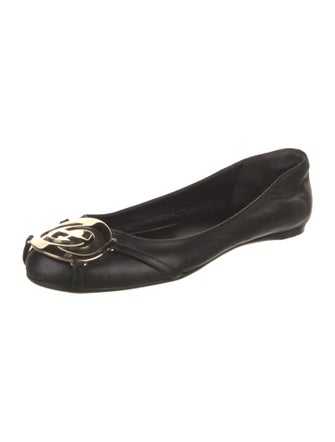 Gucci Interlocking G Logo Leather Ballet Flats