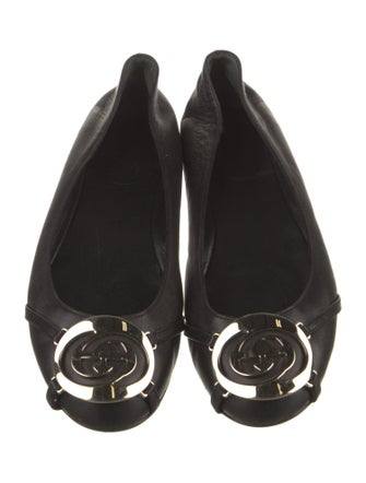 Gucci Interlocking G Logo Leather Ballet Flats