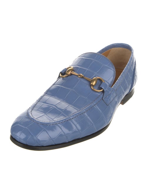 Gucci Horsebit Accent Embossed Leather Loafers