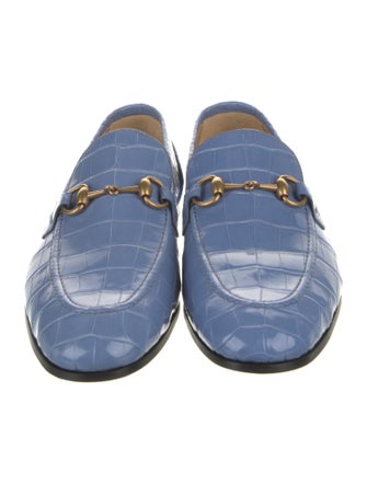 Gucci Horsebit Accent Embossed Leather Loafers