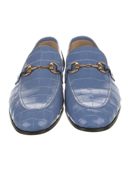 Gucci Horsebit Accent Embossed Leather Loafers