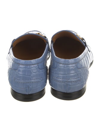 Gucci Horsebit Accent Embossed Leather Loafers