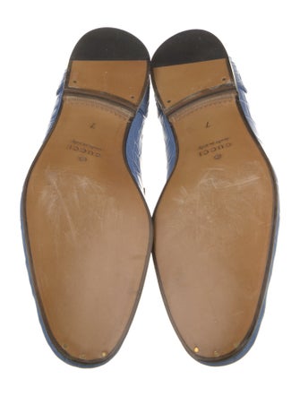 Gucci Horsebit Accent Embossed Leather Loafers