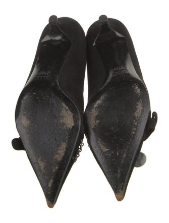 Gucci Suede Chain-Link Accents Pumps