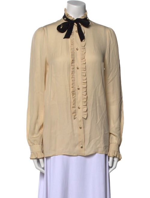 Gucci Silk Tie Neck Button-Up Top