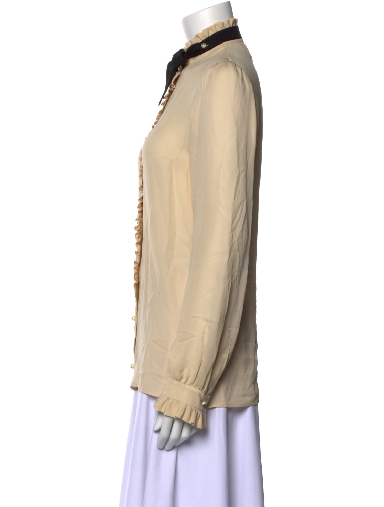 Gucci Silk Tie Neck Button-Up Top