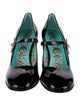 Gucci Faux Pearl Accents Patent Leather Pumps