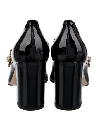Gucci Faux Pearl Accents Patent Leather Pumps