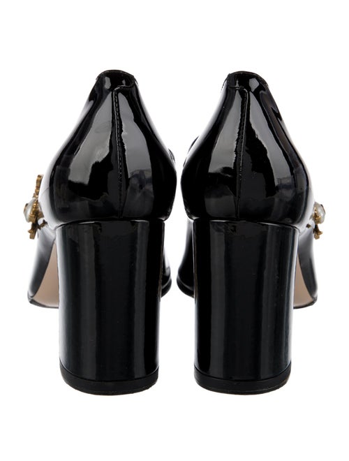 Gucci Faux Pearl Accents Patent Leather Pumps