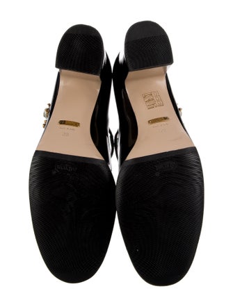 Gucci Faux Pearl Accents Patent Leather Pumps