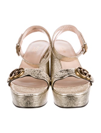 Gucci Double G Logo Leather Sandals