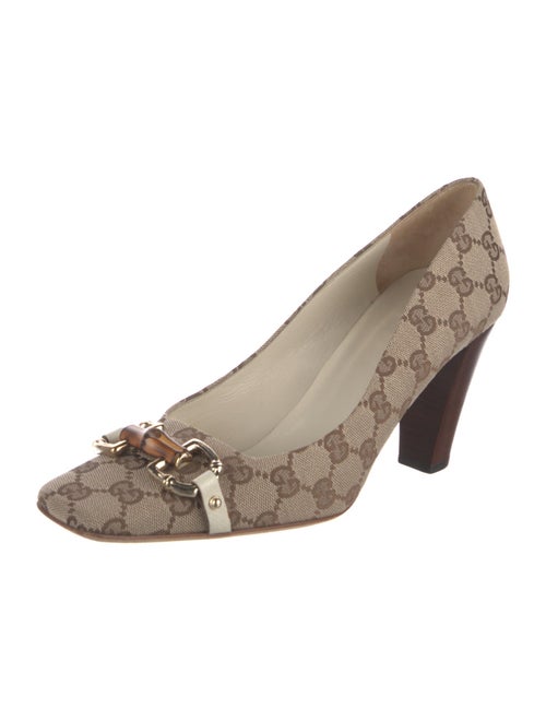 Gucci Hasler Horsebit Accent Canvas Pumps