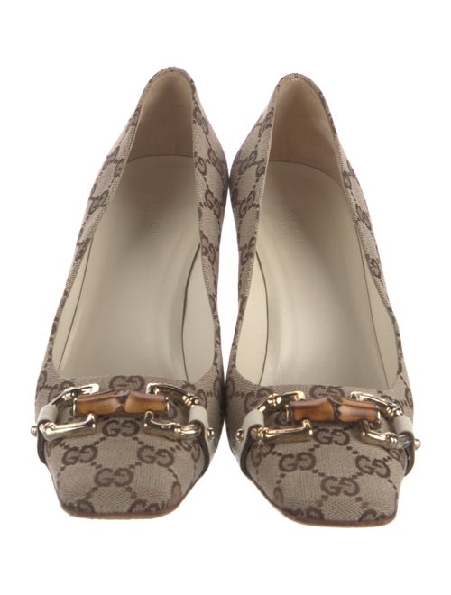 Gucci Hasler Horsebit Accent Canvas Pumps