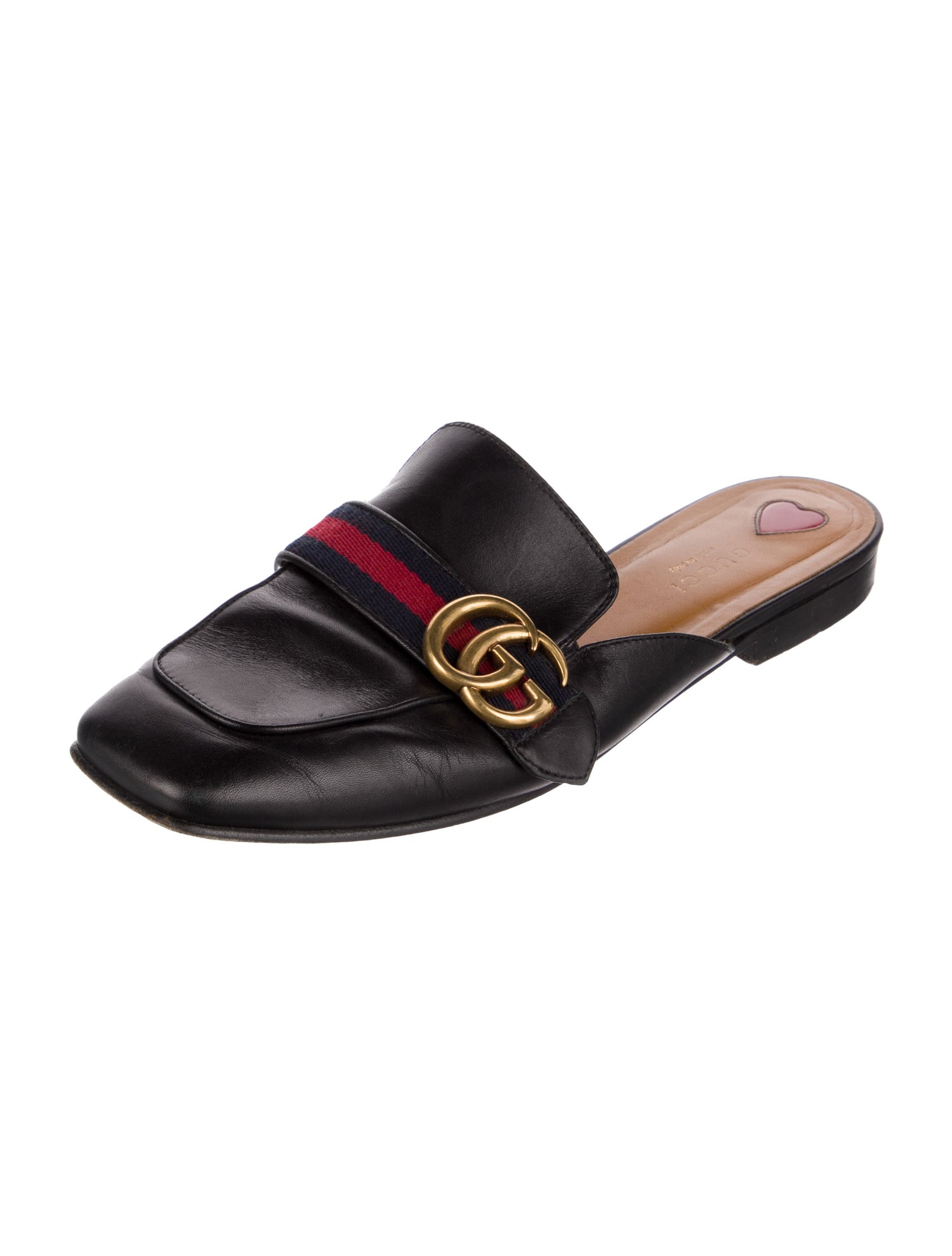 Gucci Double G Logo Leather Mules