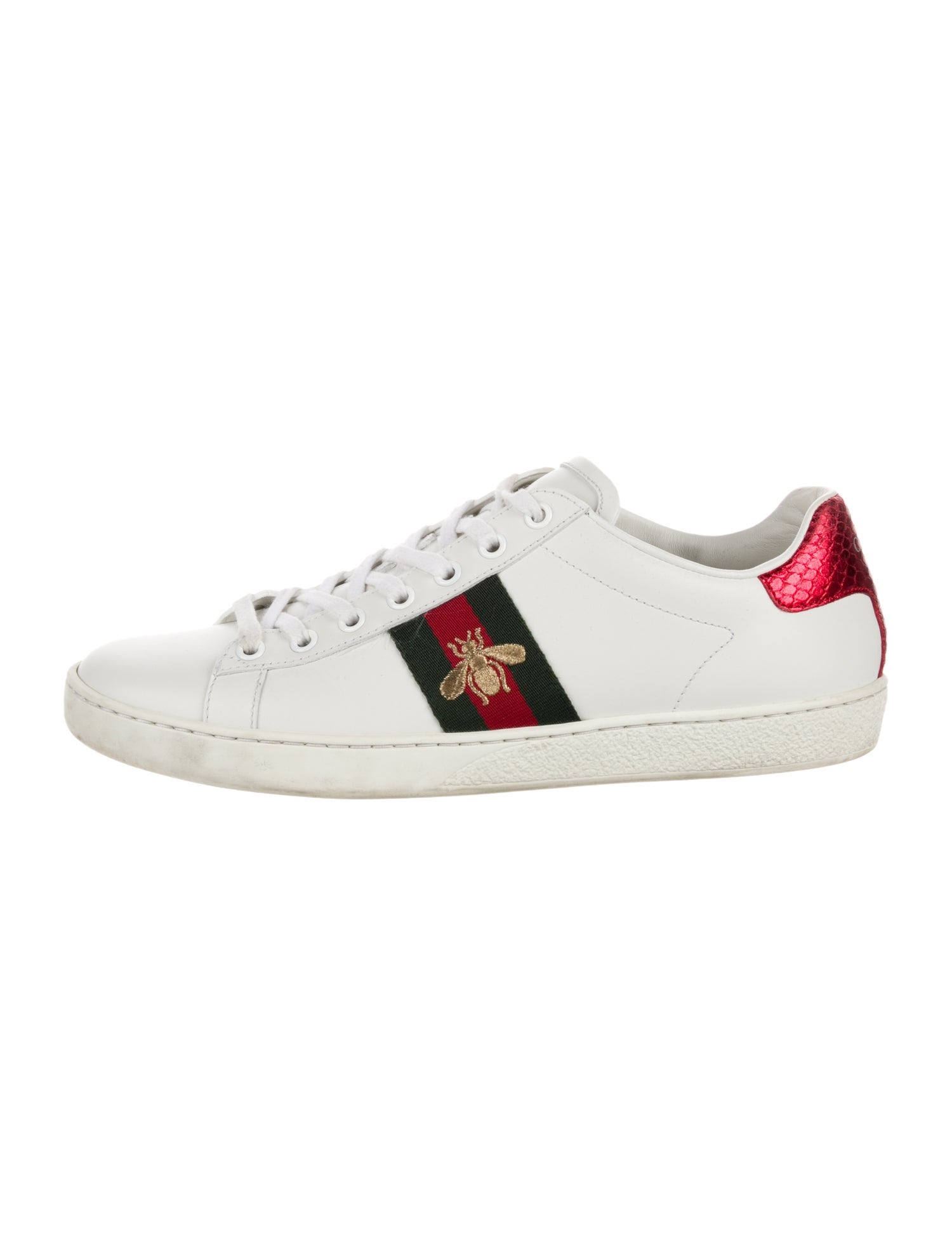Gucci Web Accent Leather Sneakers