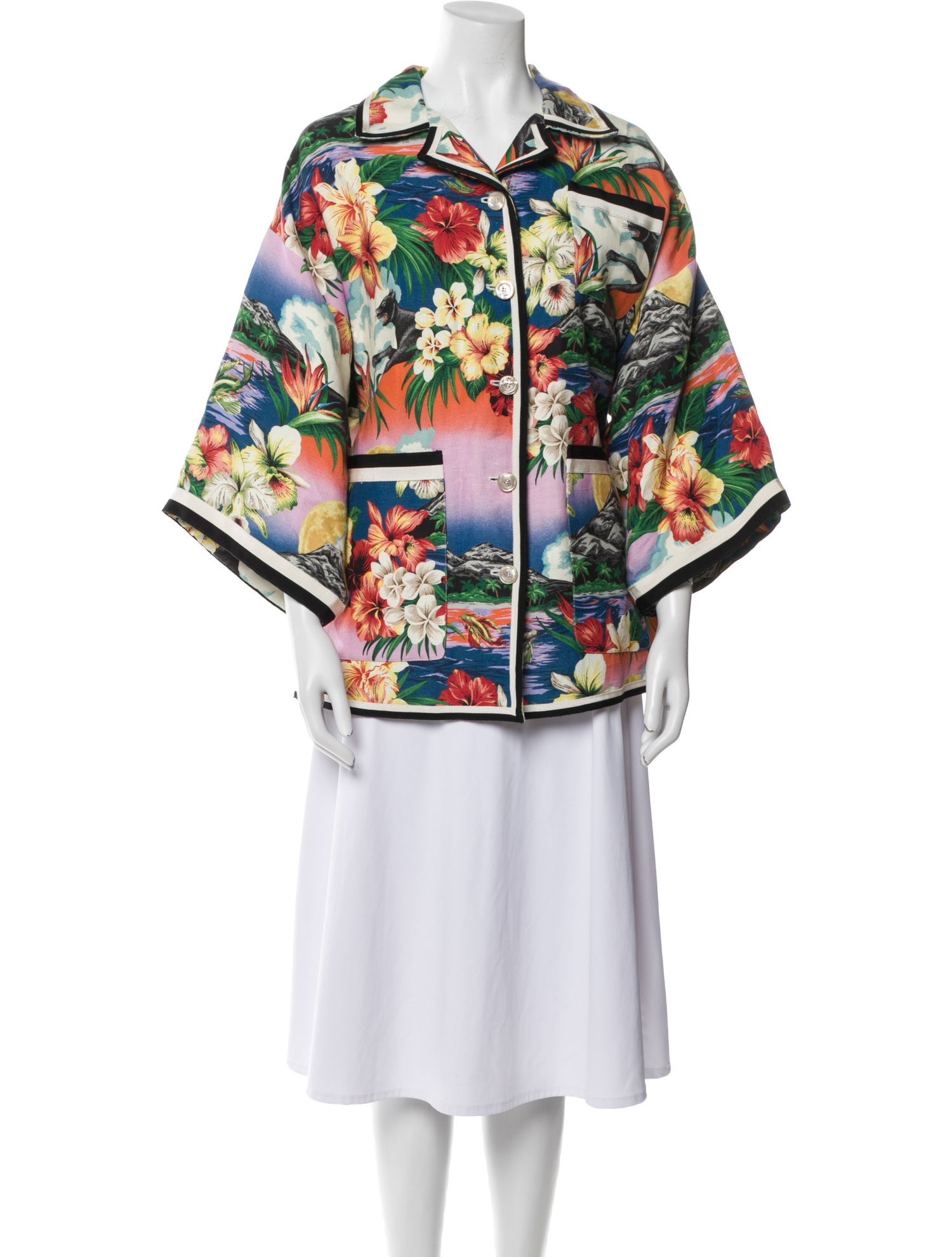 Gucci Linen Floral Print Evening Jacket