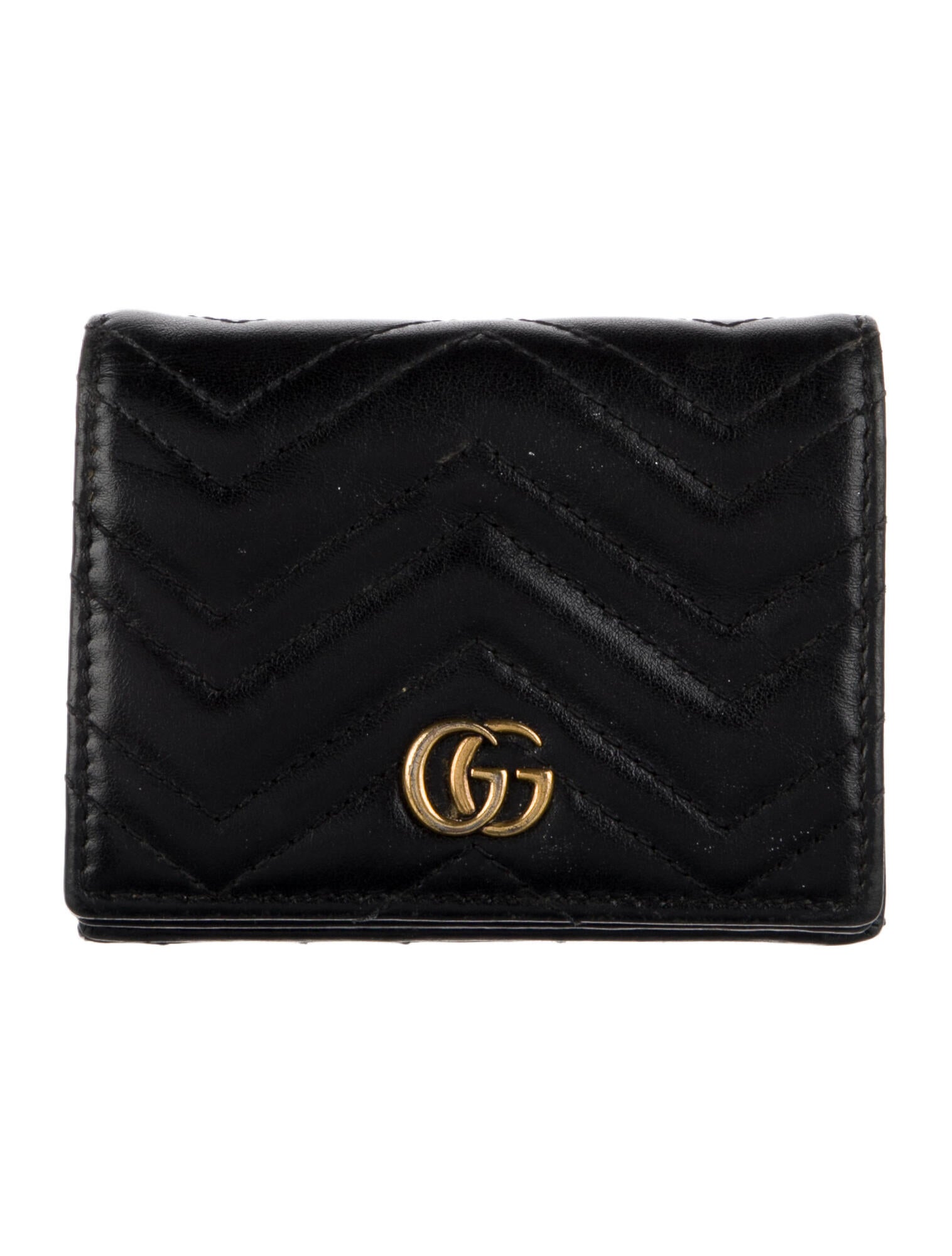 Gucci Double G Logo Leather Compact Wallet