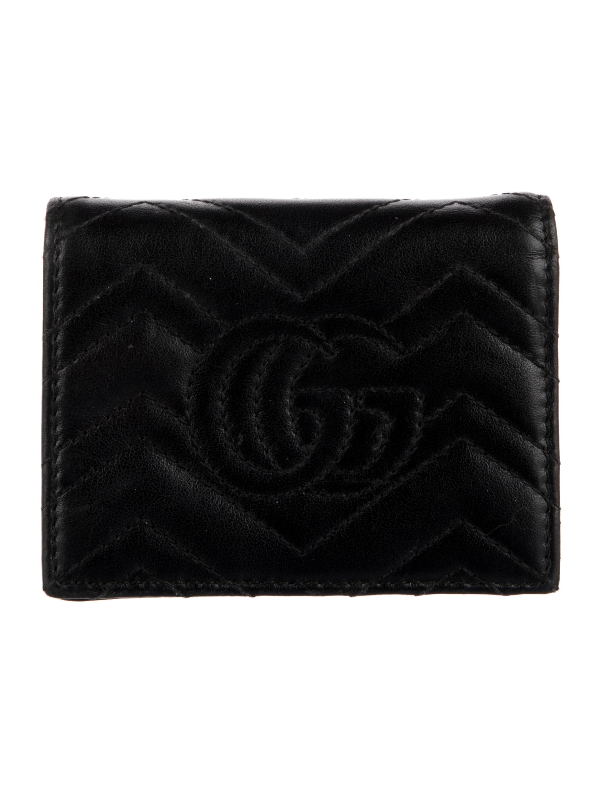 Gucci Double G Logo Leather Compact Wallet