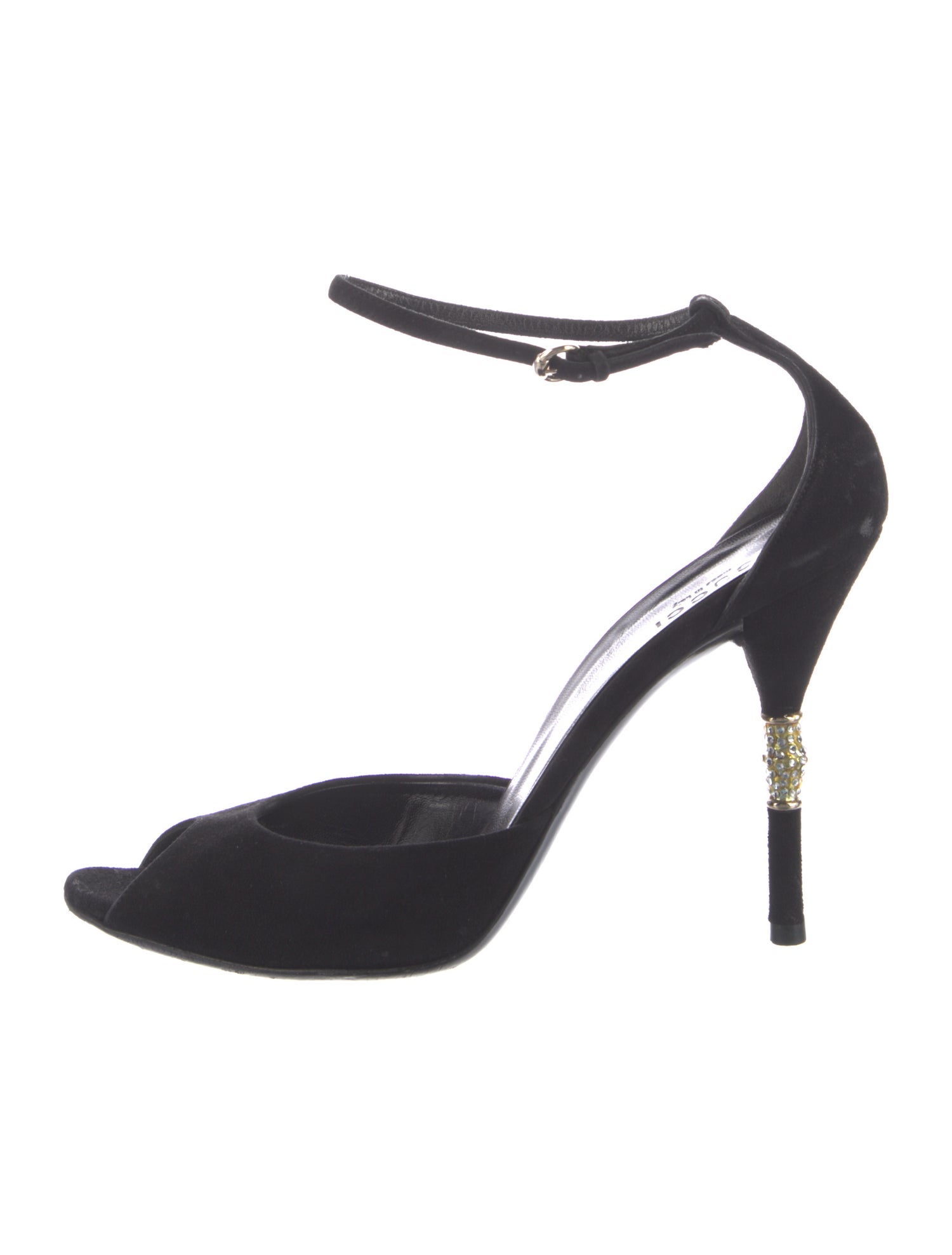 Gucci Suede Crystal Embellishments Sandals