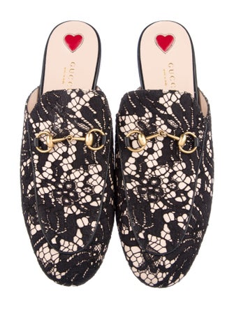 Gucci Horsebit Accent Lace Mules