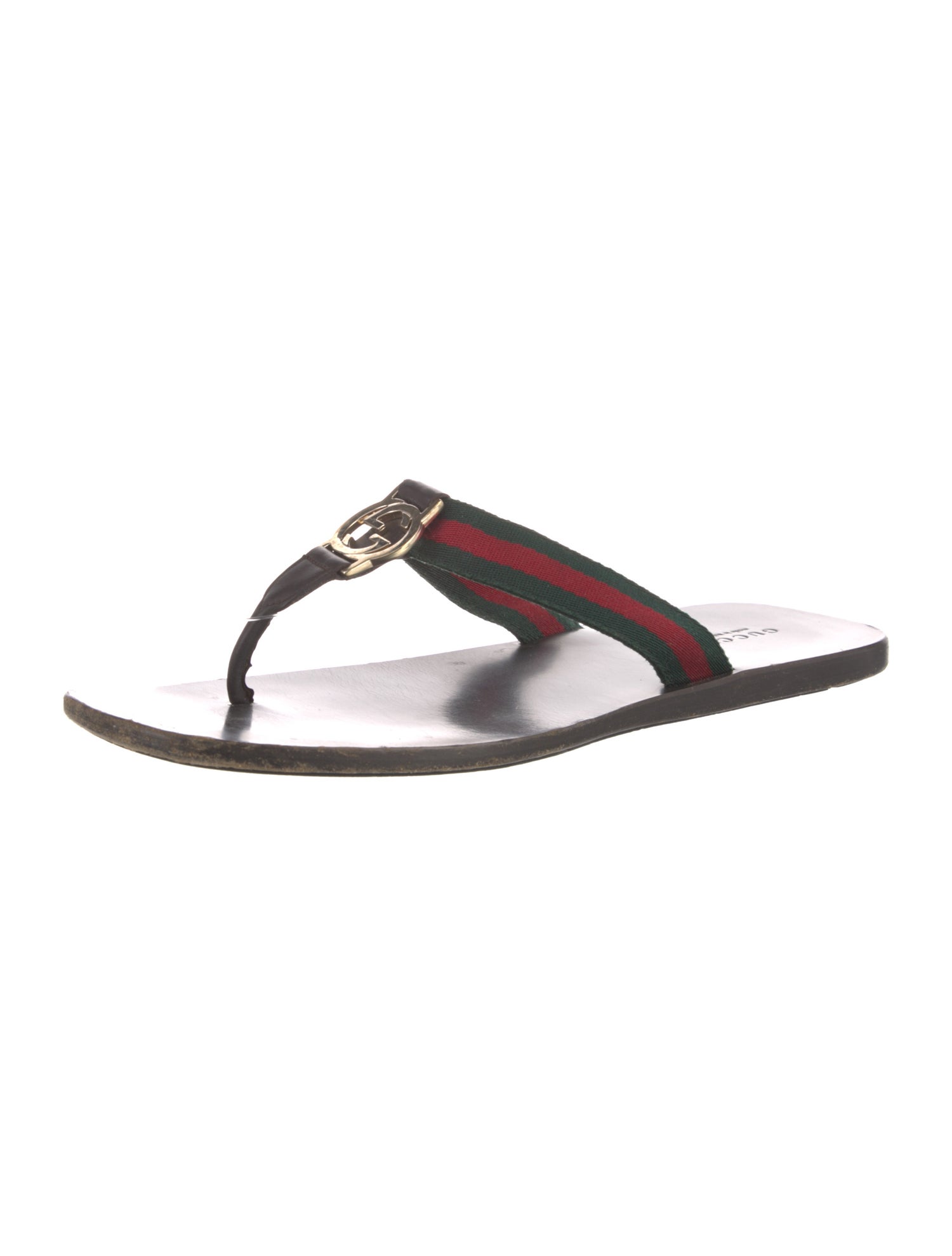 Gucci Web Accent Leather Slides