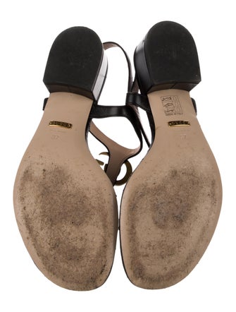 Gucci Double G Logo Leather T-Strap Sandals