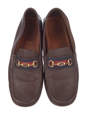 Gucci Sylvie Web Accent Leather Drivers