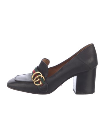 Gucci Web Accent Leather Pumps