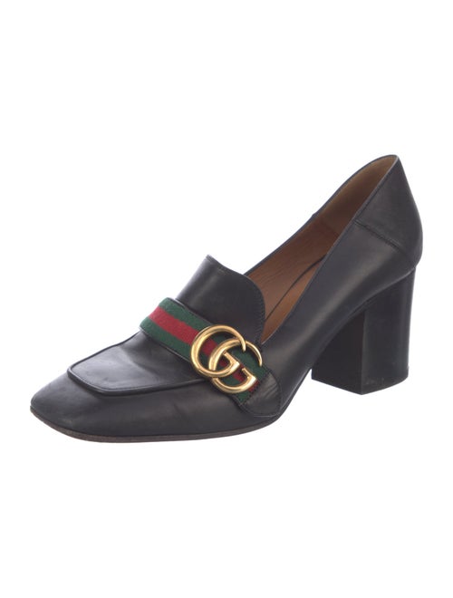 Gucci Web Accent Leather Pumps