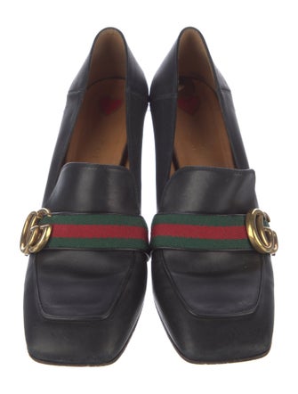 Gucci Web Accent Leather Pumps
