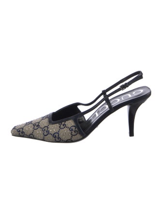 Gucci Canvas Printed Slingback Pumps