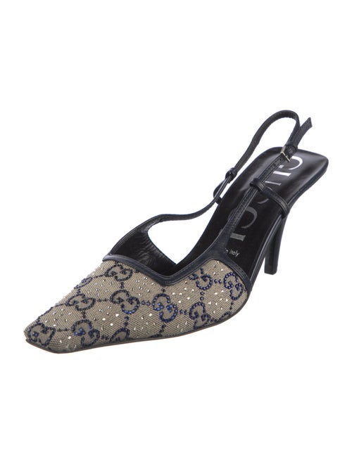 Gucci Canvas Printed Slingback Pumps
