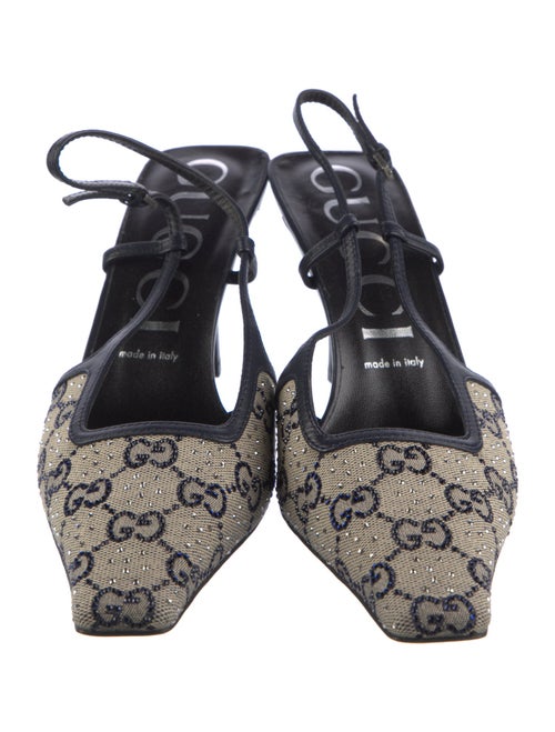 Gucci Canvas Printed Slingback Pumps