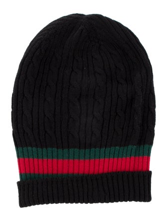 Gucci Cable Knit Web Beanie