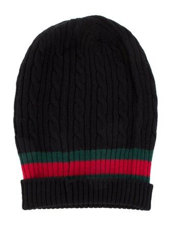 Gucci Cable Knit Web Beanie