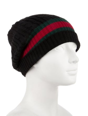 Gucci Cable Knit Web Beanie