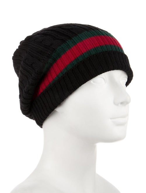 Gucci Cable Knit Web Beanie